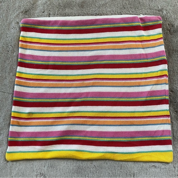 Ralph Lauren Beachside Preppy Knit Striped Cotton Pillow Cover Square 18” Throw - Picture 2 of 5
